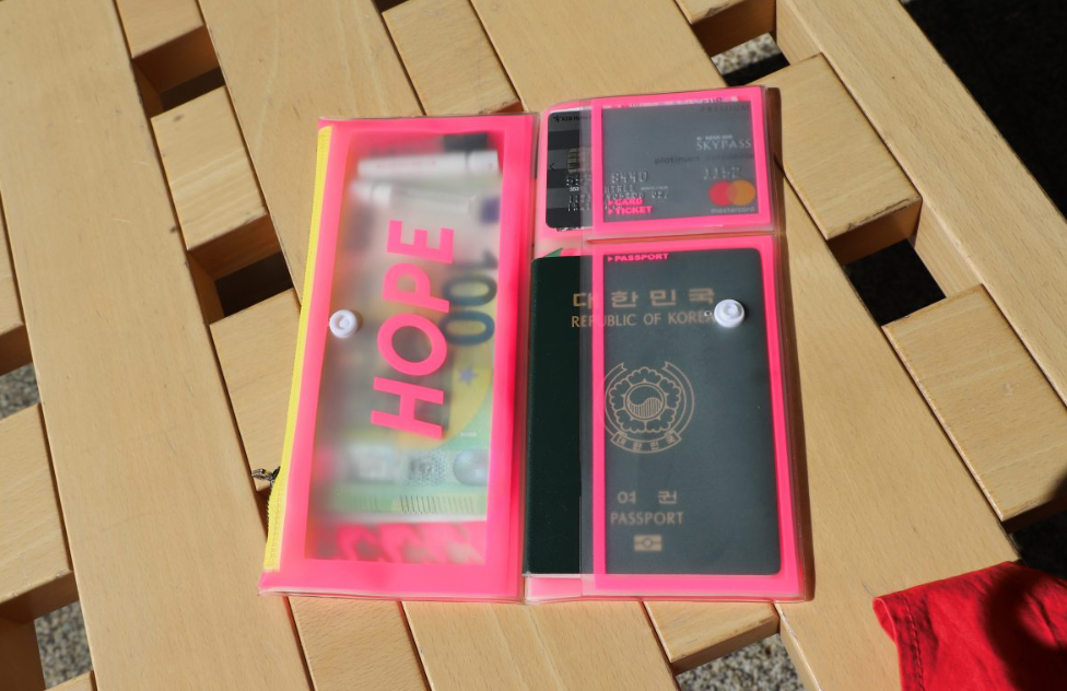 PORTEFEUILLE DE VOYAGE - PIED DE POULE - CORAIL